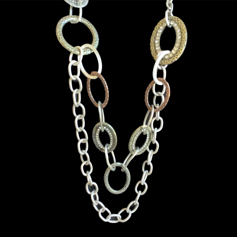 Chicos Boho Western Chic Chunky Multi-Color Chain Necklace. Long & Layered